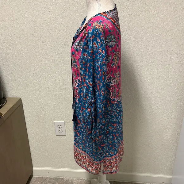TOLANI 100% Silk Multicolor Floral Dress Size Large - Image 6