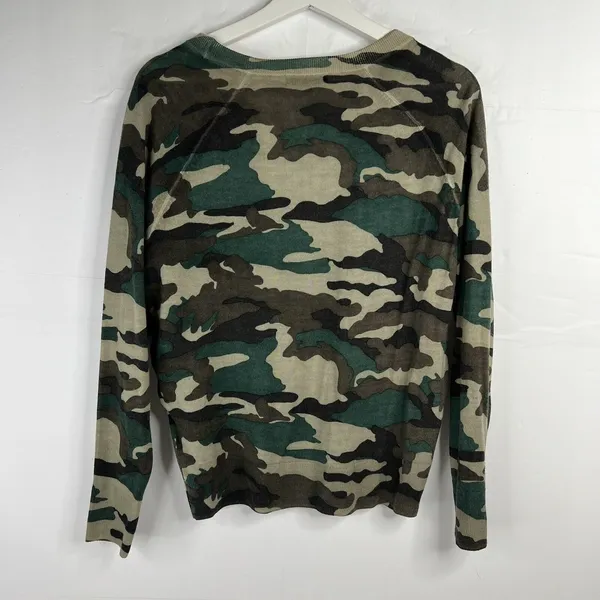 J.Crew S Sweater Merino Wool Camo Crewneck K1279 Green Brown Long Sleeve Raglan - Image 13