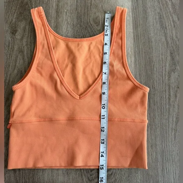 Lululemon Power Pivot Ribbed Tank Top Cropped Orange XS S Sleeveless Halter‎ - Image 5