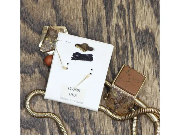 NWT Viola Statement Lariat Necklace & Dangle Earring Set Gold / Brown - Image 4