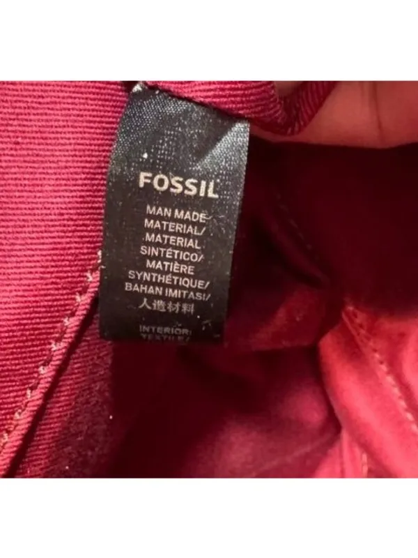Fossil Sydney Shopper Tote Bag Red Multicolor Geometric Pattern with Key Charm - Image 13