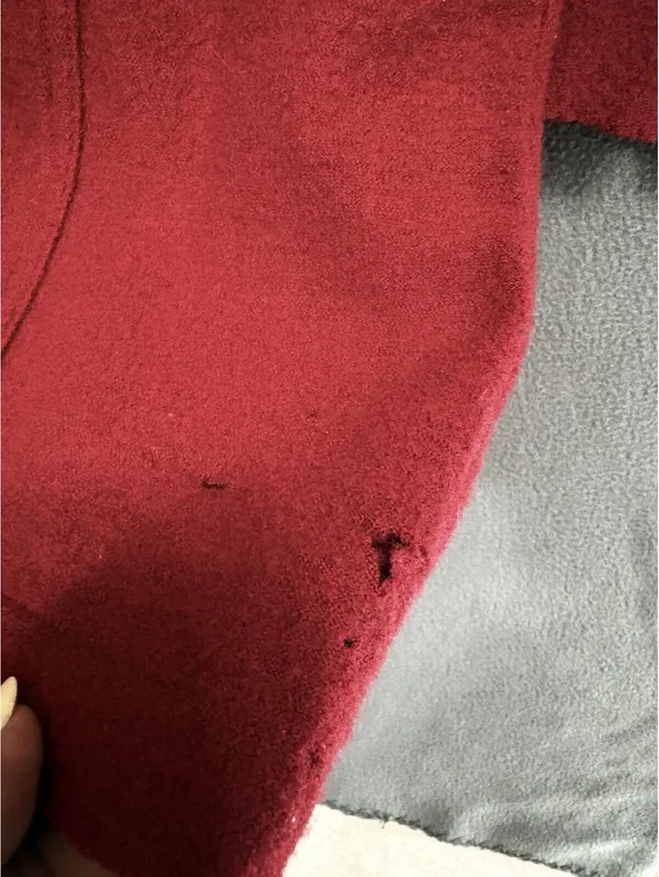 Etcetera Red 100% Merino Wool Ruffle Trench Coat Jacket XS Flawed /Repair Needed - Image 6