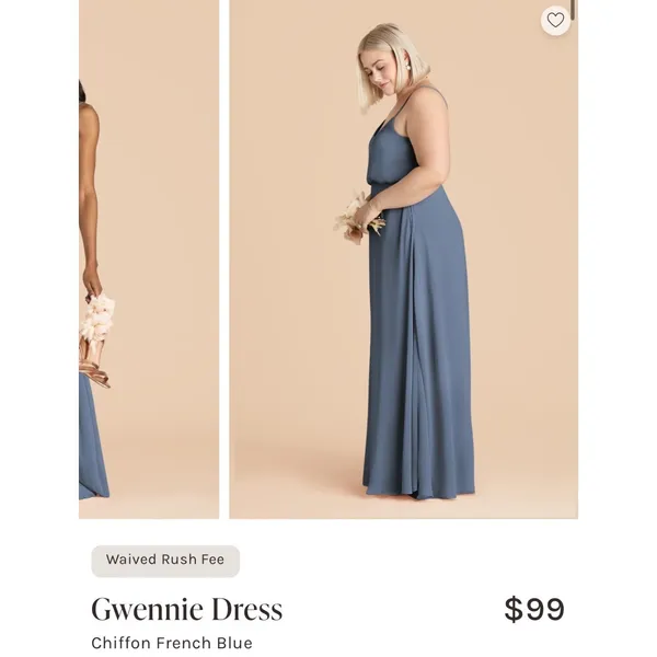 Birdy Grey Gwennie French Blue Chiffon V-Neck Maxi Bridesmaid Dress Slit Size L - Image 9