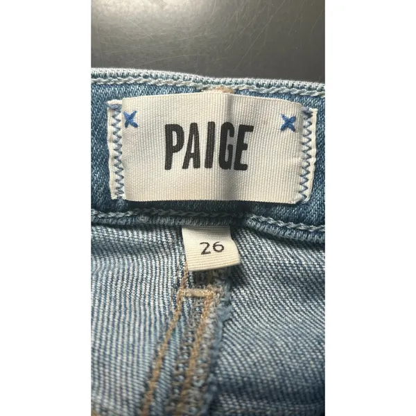 Paige Cindy‎ High Rise Straight Leg Jeans Lover Wash Grand Hem 26 5512E77-7125 - Image 7