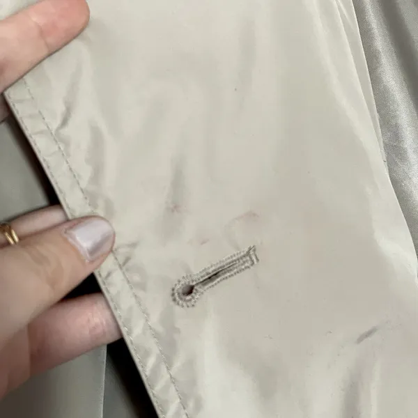 French Connection tan trench coat women's size S full length pockets small marks - Image 7