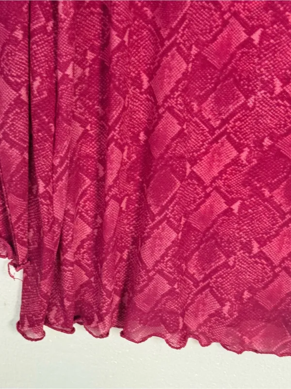 LOGO by Lori Goldstein Shirt M Pink Snakeskin Print Long Sleeve Sheer Textured - Image 4