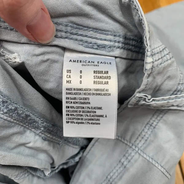 American‎ Eagle Baggy Jogger Cargo Pants Women 0 Blue Gray Stretch Wide Leg Y2K - Image 9