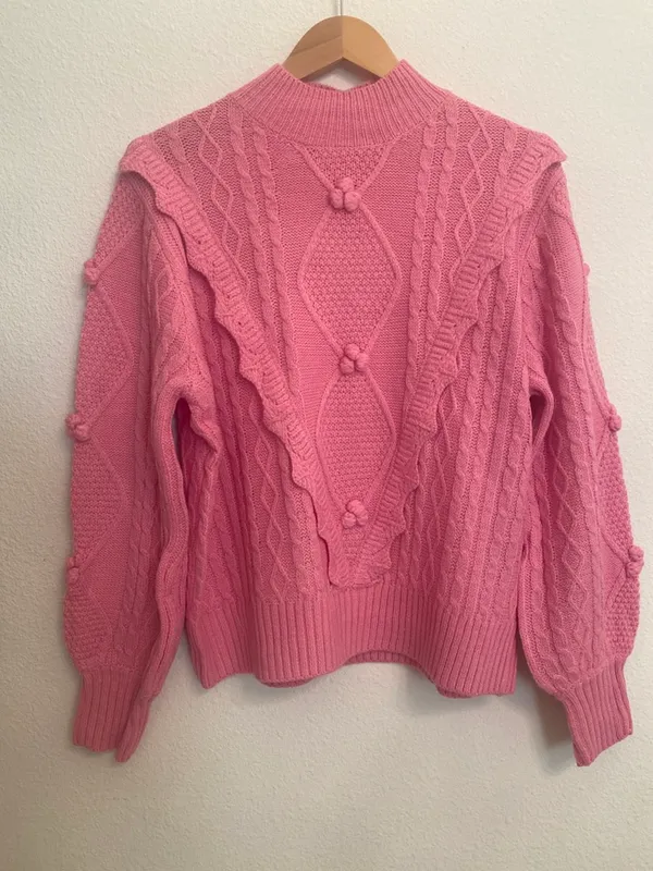 VICI NEW -CHANTEL CABLE KNIT PULLOVER SWEATER - PINK - Image 9