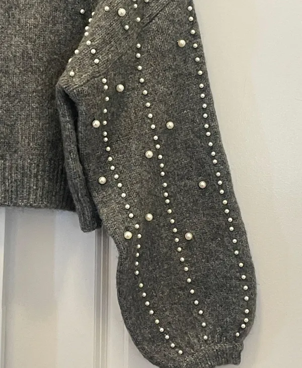 ZARA Pearl Embellished Cropped Sweater - Image 5