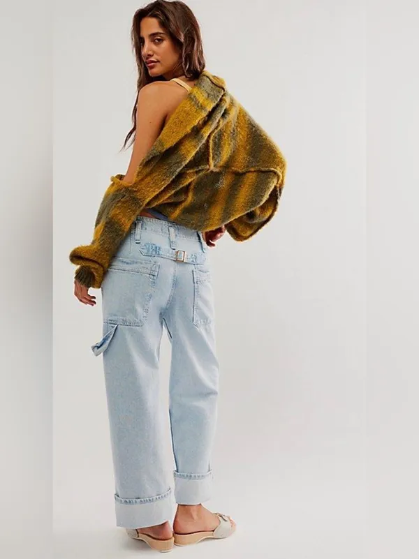 Free people we the free major leagues mid rise carpenter jeans light wash sz 24 - Image 2