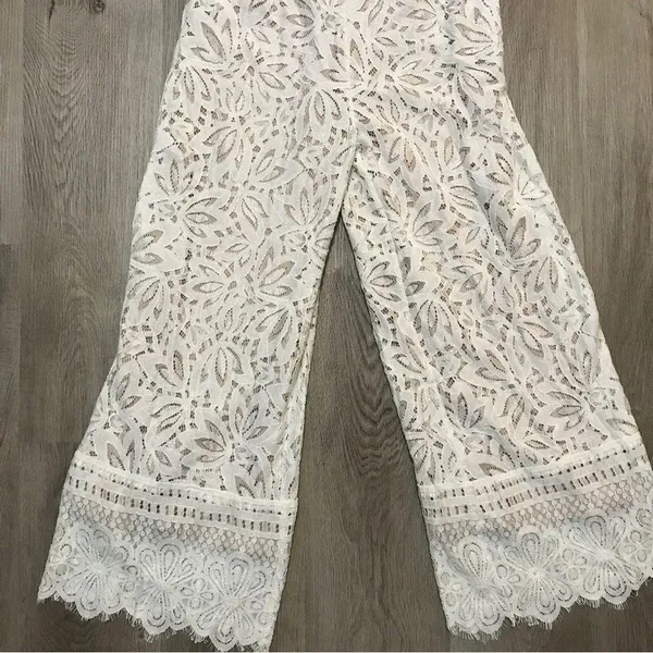 Lulus Amora White Lace Jumpsuit Bridal Bride Bachelorette Wedding Small - Image 4