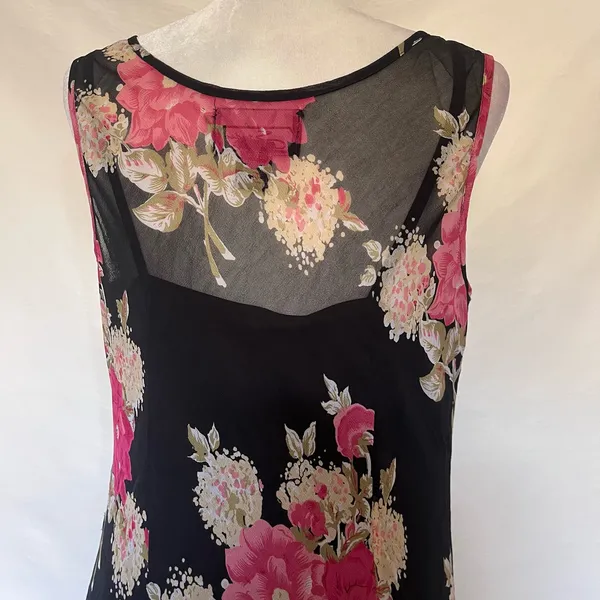 Y2K Studio Connection Slip Floral Dress Sz M Whimsigoth Asymmetrical Hem Bead - Image 6
