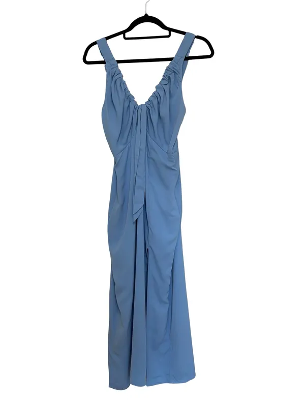 NEW Abercrombie & Fitch Coquette Tie Front Midi Dress Powder Blue - Size M - Image 2