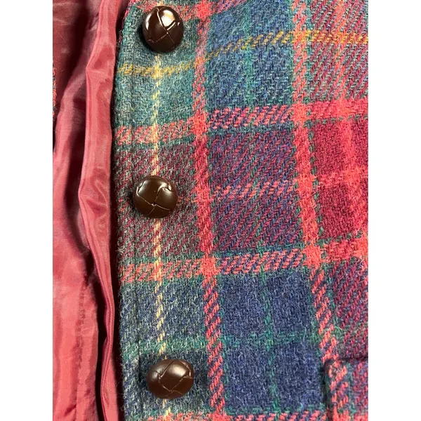 Vintage 90s LIZSPORT Blazer Women 10 Plaid Wool Shoulder Pads Tartan Jacket Fall - Image 9