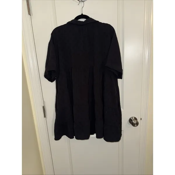 Vici Black On Black Polka Dot Oversized Babydoll Mini Shirt Dress Size Small - Image 3