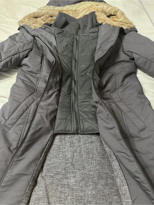 Hoodlum Women's Gray Insulated 2 in 1 Hooded Long Puffer Coat - NWT - Size L - Image 5