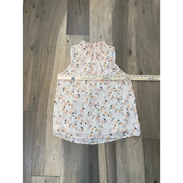 LOFT Size M Neutral Floral Sleeveless Top Metallic Threading - Image 4