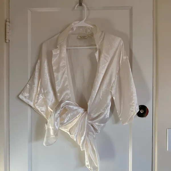 Victoria's Secret Ivory Satin Button-Up Sleep Shirt - Image 2