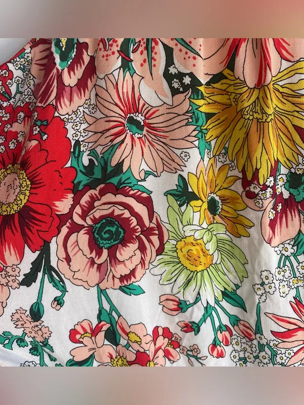Anthropologie springtime floral sleep top tassel tie waist dolman sleeve top M - Image 3