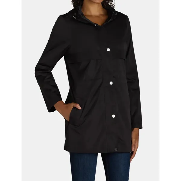 Time and Tru Womens Jacket Sz L Black Hooded Lightweight Anorak Full Zip Outdoor - Image 6