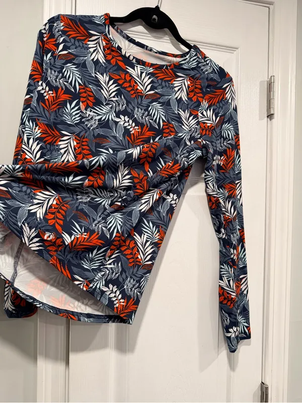 NWT Hang Ten Size S UPF 50+ Tropical Floral Long Sleeve Rash Guard Swim Shirt - Image 6
