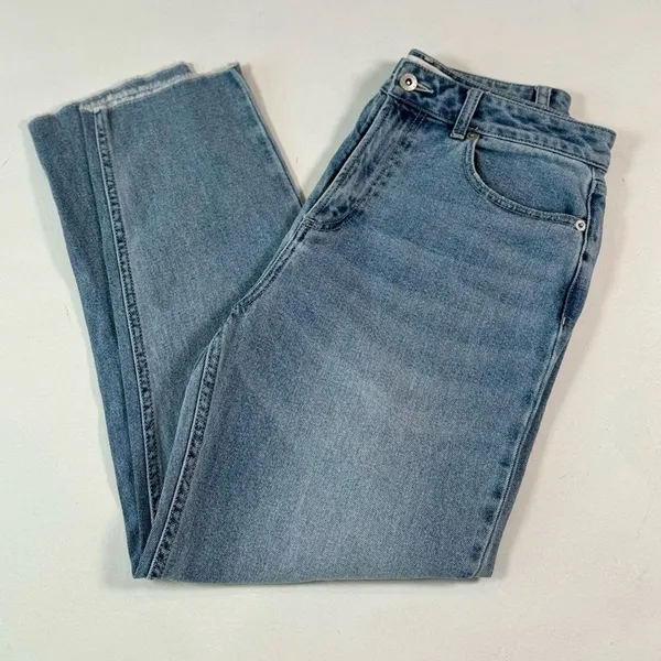 Something Navy Womens Jeans Blue Denim Straight Hi Rise Medium Wash Stretch 8 - Image 5