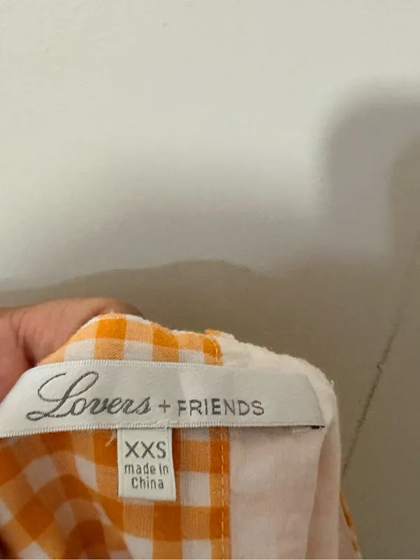 Lovers + Friends Bowie Top Tangerine Gingham Tie Back Crop XXS - Image 6