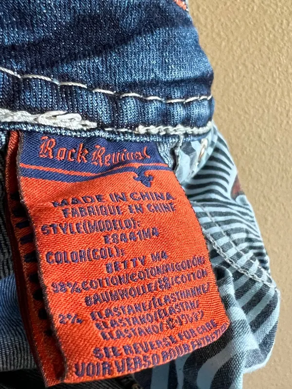 Rock Revival Blue Distressed Cropped Denim Shorts made in the USA size 26 - Image 5