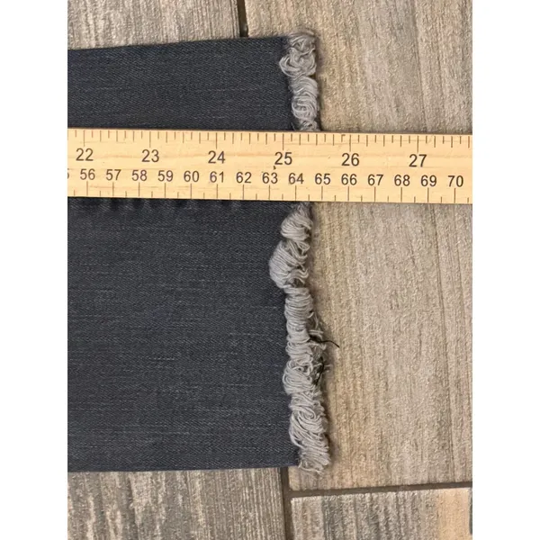 Free People Washed Black Low Rise Flared Jeans Raw Hem‎ Cropped Size 24 Slim Fit - Image 10