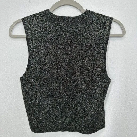 ALC Frank Mariam Metallic Mockneck Cropped Tank Top Size Medium Party Going Out - Image 5