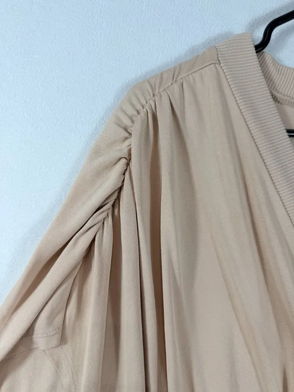 BCBGMAXAZRIA Women’s M Beige Surplice‎ Dolman Sleeve Banded Hem Blouse - Image 5