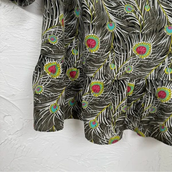 Liberty of London X Target Green Peplum 3/4 Sleeve Blouse Womens S Preppy Fall - Image 3