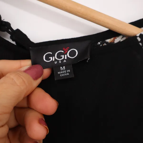 Gigio Blouse Womens Medium Boho Leopard Print Raglan Sleeve Black Excellent - Image 2