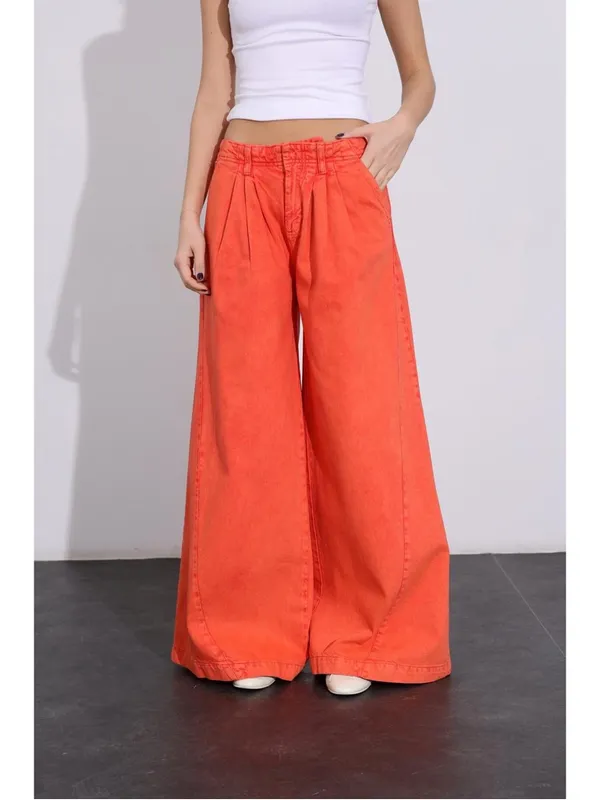 Free People We The Free Equinox Denim Jean 25 Coral Fusion Oversized Flared - Image 14