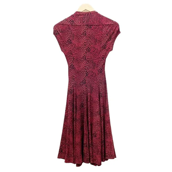 Norma Kamali Dress XS Red Snake Print Shrug Fit Flare Stretch Midi Animal Print - Image 3