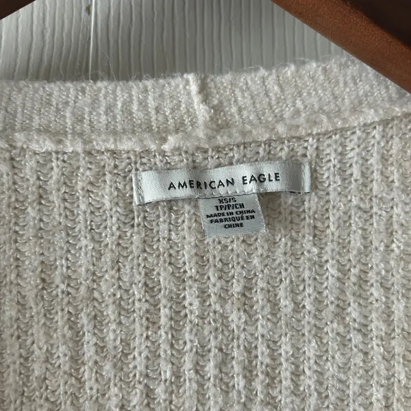 Oversized Knit Cardigan American Eagle Beige Sweater With Pockets - Image 5