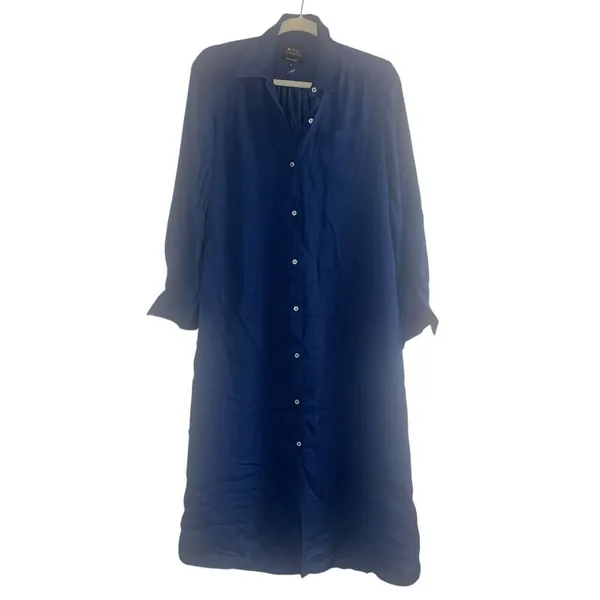 ✨A.P.C. Button Down Navy Midi Sz 36 Dress✨ Blue - Image 3