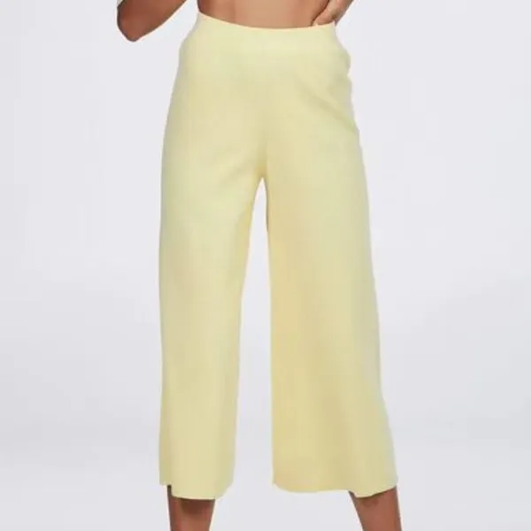 Charlie Holiday Delilah Butter Ribbed Knit High Rise Wide Leg Lounge Pants - Image 2
