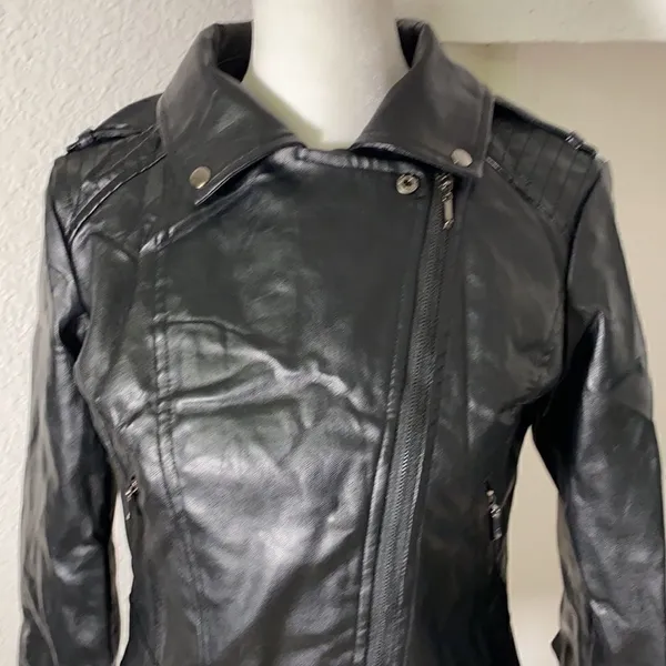 Women’s Black Faux Leather Jacket XL Lil Peep NWT - Image 3