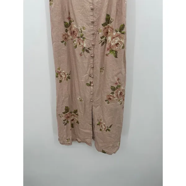 Altar'd State Pink Floral Linen Blend Milkmaid Midi Dress Sz XS Cottagecore Boho - Image 5