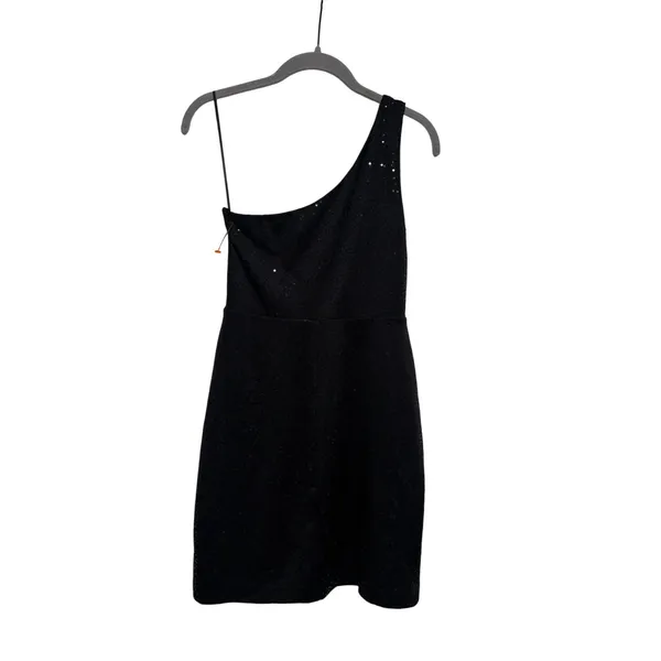 Max and Cleo Women's Black Sequin One Shoulder Mini Dress Size 2 - Image 8