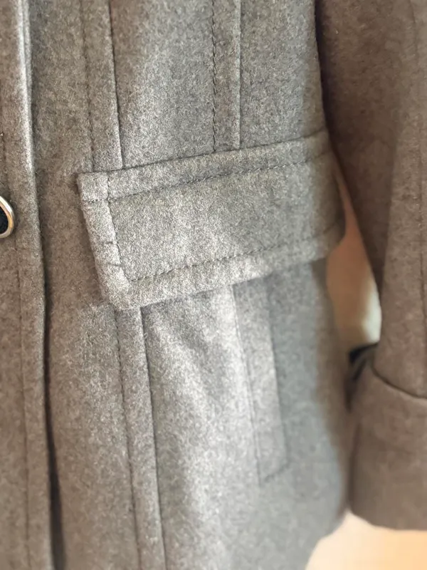 Gray Express pea coat with belt in size L - Image 4