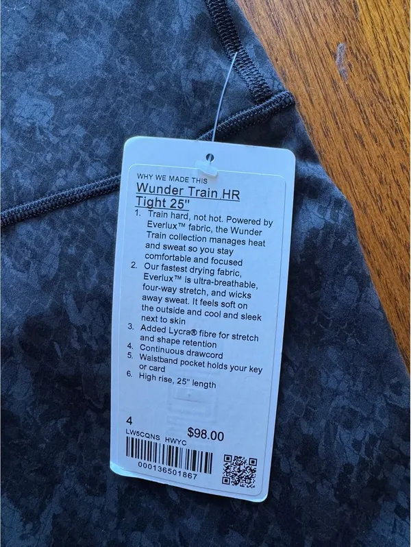 Lululemon Wunder Train High Rise 25” Hideaway Camo Black Size 4 NWT - Image 4
