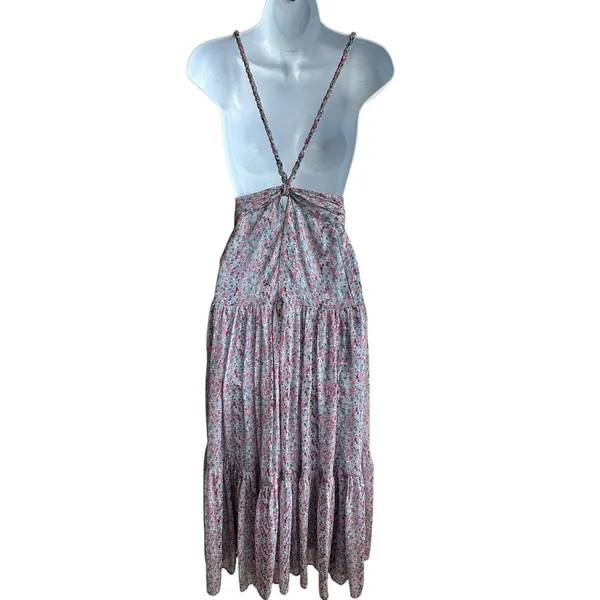 ASTR The Label Dress Sz S Chiffon Strap Maxi Dress Tiered Open Back Floral - Image 3