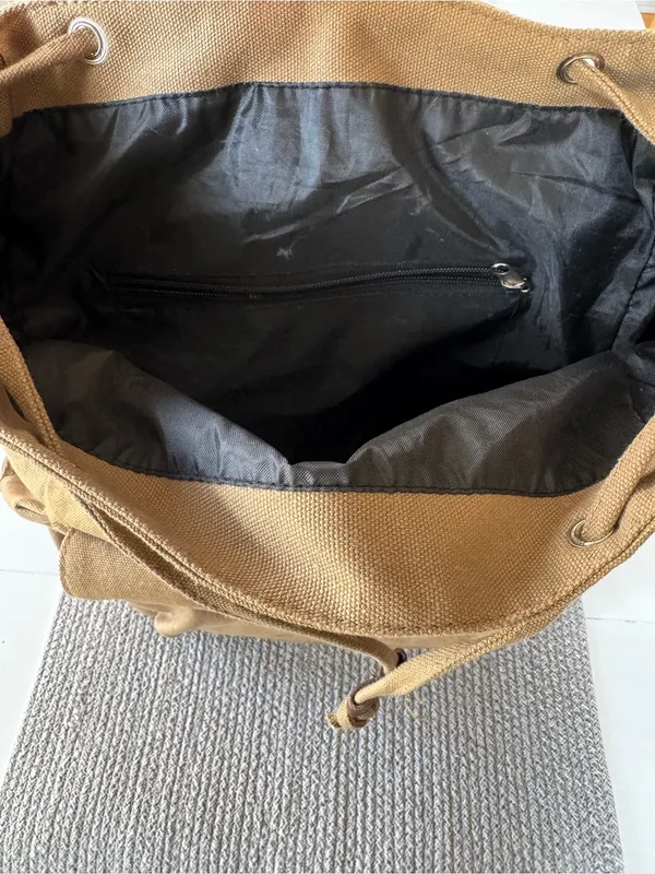 Bella Russo Tan Brown Nylon Drawstring Backpack - Image 9