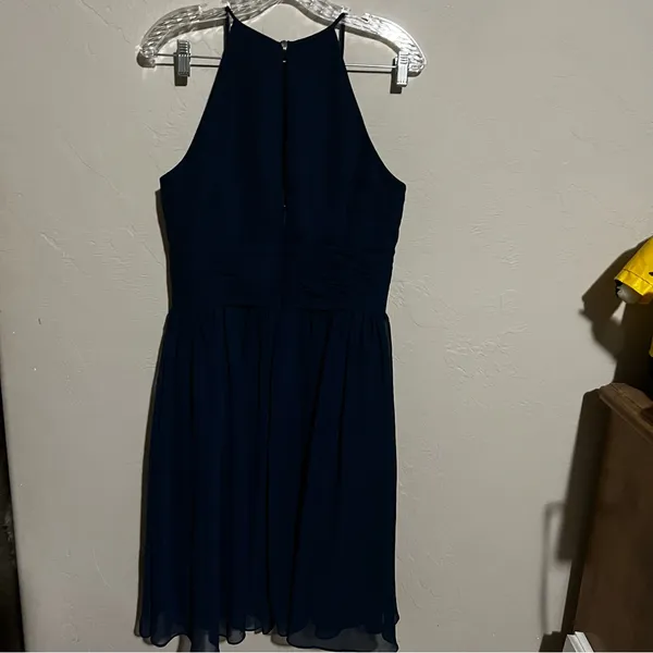 Azazie Siobhan Navy Blue Chiffon Occassion Dress‎ - Image 6