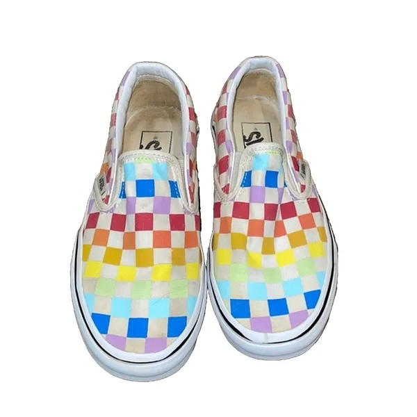 Vans Rainbow Checkerboard Slip-on Sneakers Unisex Size M4 W 5.5 500714 - Image 3