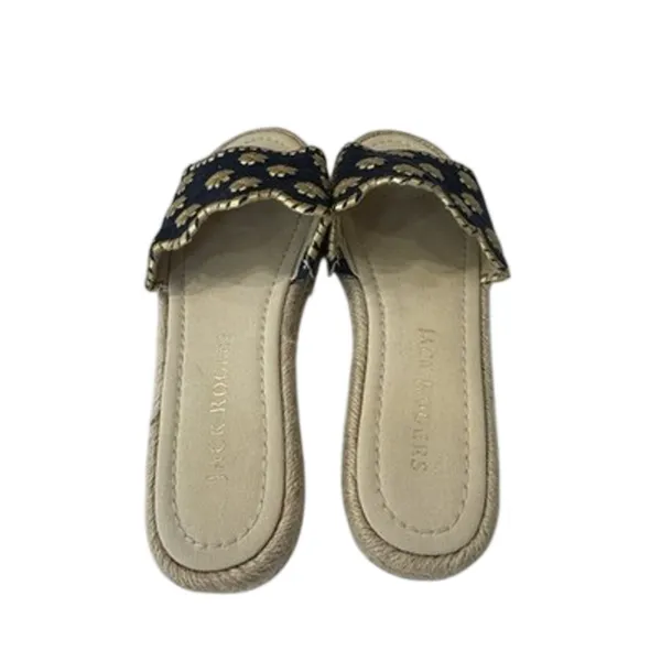 Jack Rogers Palmer Slide Espadrille Sandals Midnight Gold Linen Womens Size 9 M - Image 3