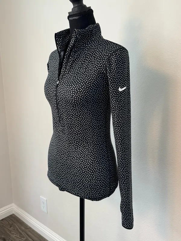 NWT Nike Pro Dri-FIT Polka Dot Half-Zip Top XS - Image 2