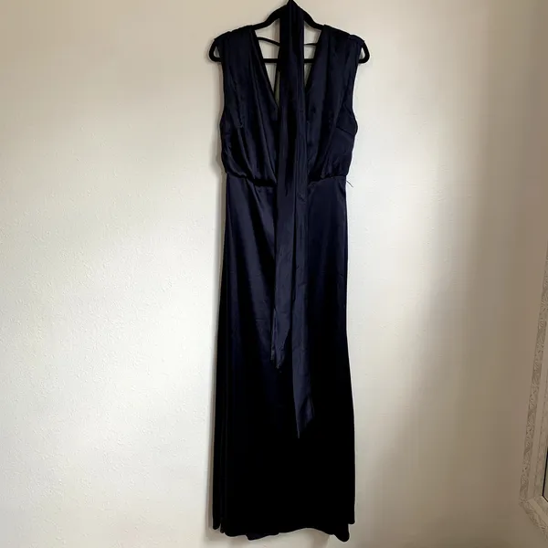 NWT Dessy Collection‎ Charmeuse Cap Sleeve Gown Dress in Midnight Blue - Image 3